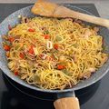 El cooksnap de Mery cuando hizo Fideos chinos con gambas y verduras.