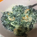El cooksnap de Paula Del Campo Segalerva cuando hizo Espaguetis al ajillo con gambas y espinacas.