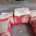 Mimi's cooksnap of when they made Strawberry Jello/Poke Cake.