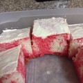 Mimi's cooksnap of when they made Strawberry Jello/Poke Cake.