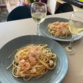 El cooksnap de Angie Heredia cuando hizo Pasta con camarones al ajillo.
