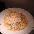 El cooksnap de Melina Gejo cuando hizo Espagueti con salsa carbonara.
