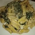 El cooksnap de Estefania cuando hizo Rigatoni con salsa de Cabrales, espinacas y setas.