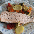 El cooksnap de Belen Moreno cuando hizo Salmón al horno con verduras.