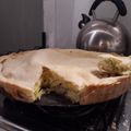 El cooksnap de Mahia Minteguiaga cuando hizo Tarta de puerro, cebolla, jamón y queso 👌🤤🤤.