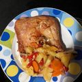 El cooksnap de Ariana cuando hizo Pollo al horno sobre colchón de verduras (muy fácil y muy rico).