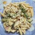 El cooksnap de Laura Gascon cuando hizo Macarrones con Nata, Calabacín y Bacon.