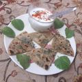 Geeta Khurana's cooksnap of when they made Ajwain ka layered triangular paratha.