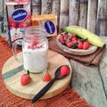 Cooksnap dari tanti.muji untuk resep Overnight Oat (Banana, Strawberry and Raisin)