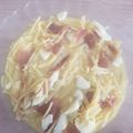 El cooksnap de Sergio Fernandez cuando hizo Sopa de fideos con jamón serrano y huevo duro.
