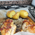 El cooksnap de Maria Vallejo cuando hizo Pechugas de pollo al horno con patatas hasselback y jamón.