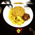 Princess Amrah's cooksnap of when they made Jollof rice and beans.