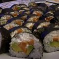 El cooksnap de spedgra cuando hizo Sushi casero- Maki de aguacate, salmón y langostino con queso crema.