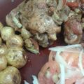 El cooksnap de Mercedes Keusch cuando hizo Muslos de pollo al limón con verduras y ensalada.