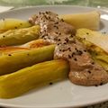 El cooksnap de Daniel González cuando hizo Puerros asados con vinagreta de frutos secos.