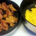 kristak's cooksnap of when they made scrambled eggs in Bacon basket.