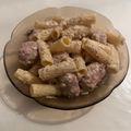 El cooksnap de Eduardo Agudo Alba cuando hizo Rigatoni con butifarra en salsa de ajos escalivados y tahini.