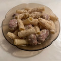 El cooksnap de Eduardo Agudo Alba cuando hizo Rigatoni con butifarra en salsa de ajos escalivados y tahini.