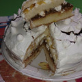 El cooksnap de Maria Dolres Mancini cuando hizo Chaja (torta con dulce de leche, crema y duraznos).