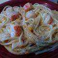 El cooksnap de Irving cuando hizo Spaguettis con cangrejo o surimi.