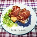 il rosso rubinian quando ha preparato Trancio di salmone al lardo su crema di zucca