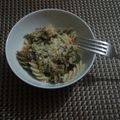 El cooksnap de Maribel Rangel cuando hizo Pasta con salsa blanca de atún y espinacas.