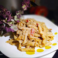El cooksnap de Zaida TC @alquimiasfood cuando hizo Macarrones con berenjenas y tomates cherry.