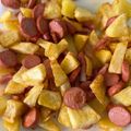 El cooksnap de astrid badia cuando hizo Salchipapa y bacon.
