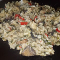 El cooksnap de DelicIANNcook cuando hizo Risotto de espinacas con champiñón y merluza.