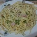 El cooksnap de Diana Estefania cuando hizo Spaguetti a la carbonara con champignons.