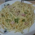 El cooksnap de Diana Estefania cuando hizo Spaguetti a la carbonara con champignons.