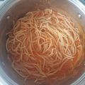El cooksnap de Judith Flores cuando hizo Spaghetti rojo.
