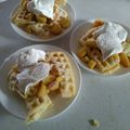 Chris Falzone's cooksnap of when they made Belgium waffles w/fresh apple compote.