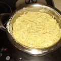 El cooksnap de isaac fuentes cuando hizo Espaguetis exprés con aguacate y queso crema.