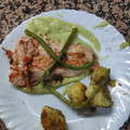 El cooksnap de Toni jimenez cuando hizo Salmón fresco en cama de crema de espárragos verdes.
