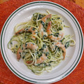 El cooksnap de LuzMa SG cuando hizo Tallarines en salsa Alfredo con camarones y espinacas.