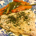 El cooksnap de Irene-Guirao cuando hizo Salmón con verduras.