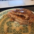 El cooksnap de Coni Poblete Bödecker cuando hizo Pancakes de avena-plátano con salsa de arándanos 🥞.