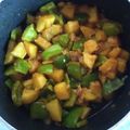 Mrs. Rashid's cooksnap of when they made Shimla mirch and aloo ki bujia.