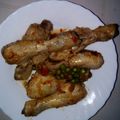 El cooksnap de silviafr34 cuando hizo Muslitos de pollo guisados con guisantes y gajos de patatas.