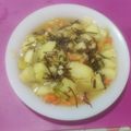 El cooksnap de pacojust51 cuando hizo Porrusalda con bacalao y corona de puerro.