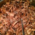Adam 's cooksnap of when they made Honey Brown Sugar Pulled Pork (crockpot).