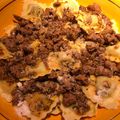 Crock Pot Girl 🤡's cooksnap of when they made Easy Ravioli in a sausage, garlic, and wine sauce.