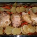 El cooksnap de brant bruce cuando hizo Pata muslo y pechugas de pollo con papas sobre colchón de verduras...