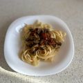 El cooksnap de Ainoa Doñas cuando hizo Tallarines con champiñones, tomates secos y parmesano.