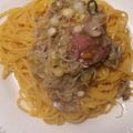 El cooksnap de Aimmy Riaño Mendez cuando hizo Espaguetis con champiñones y raices chinas.