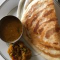 Pooja Singh's cooksnap of when they made South Indian dosa with coconut chutney sambhar.