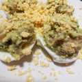 El cooksnap de UnaBrujita cuando hizo Huevos rellenos de aguacate, salmón, cebolla y cherrys.