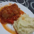 El cooksnap de Gaby Santillan cuando hizo Chorizo a la pomarola con puré.