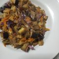 El cooksnap de Julio Millan cuando hizo Revuelto de berenjenas Repollo Colorado y varias verduras.